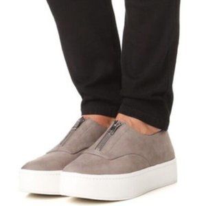 Vince Warner Zip Up Front Platform Sneakers Size 8M Taupe Nubuck Leather  Shoes